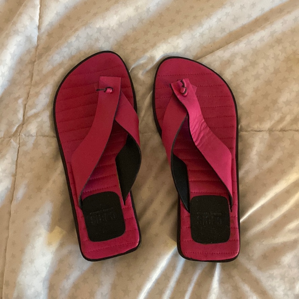 Vintage pink leather high end flip flops CJBIS Charles Joursan